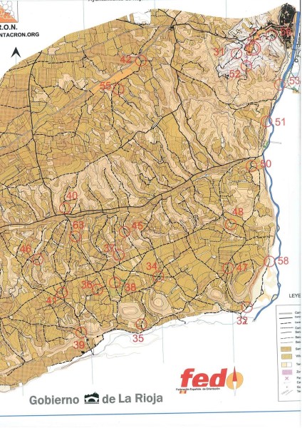 Mapa con recorrido libre de orientación en bici